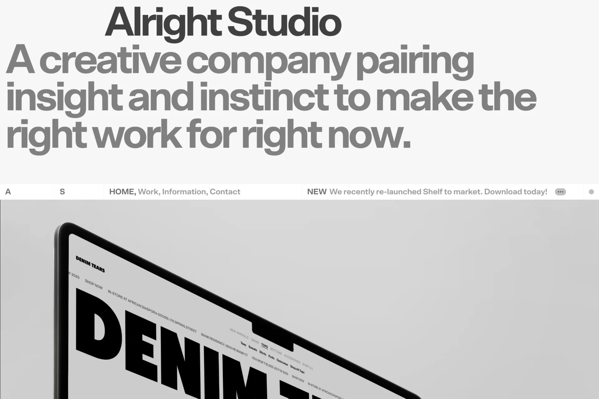 Screenshot of Alright Studio website