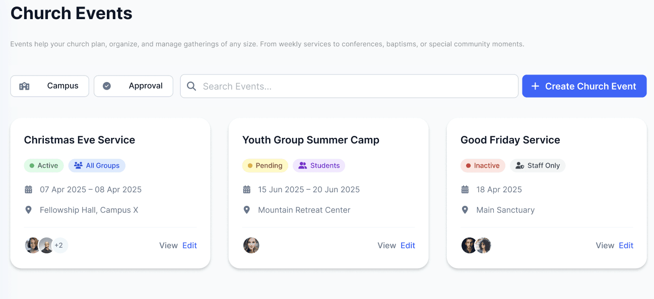 Events — From Calendar to Check-In