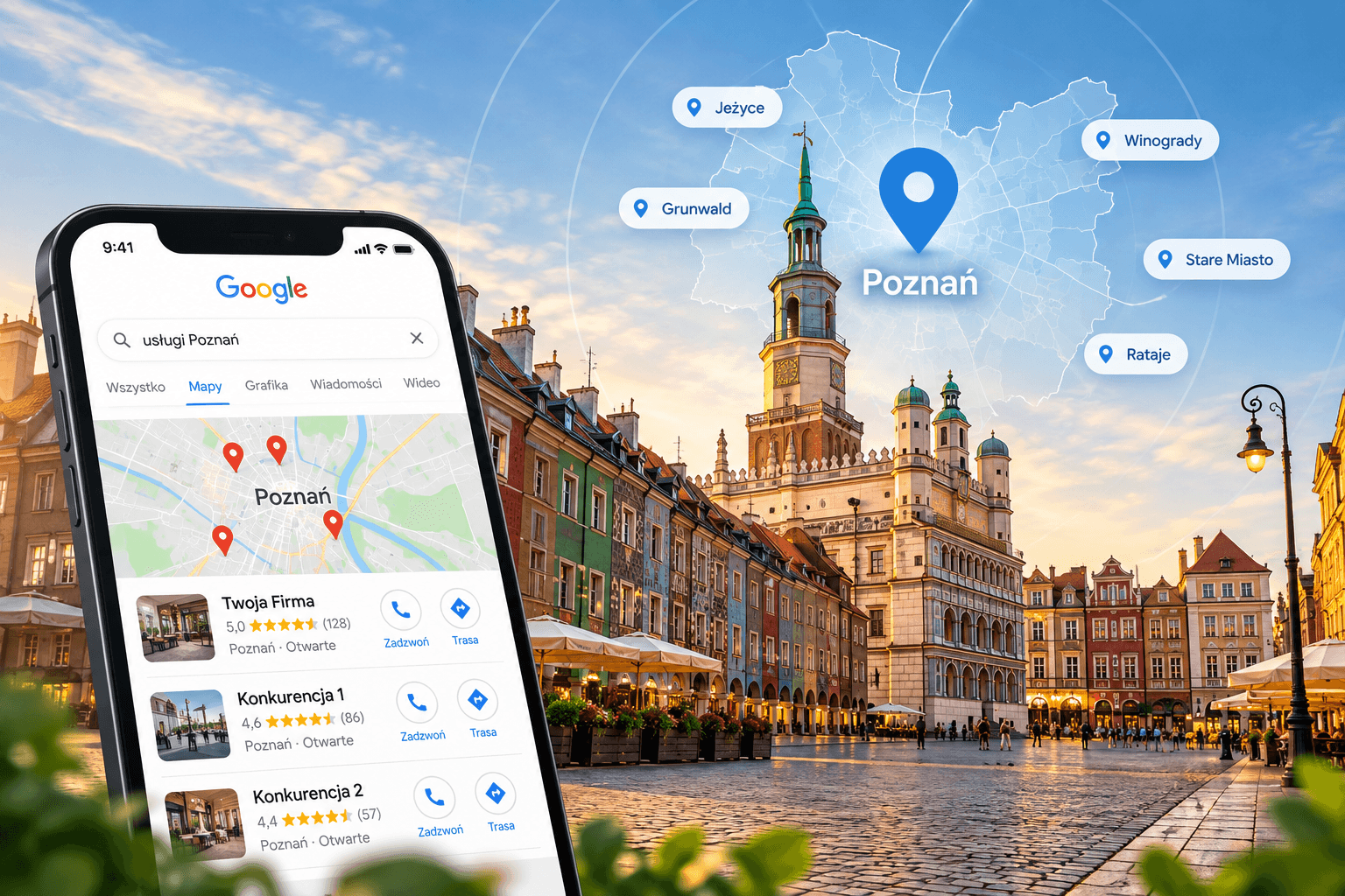 zdjecie przedstawiające specyfike lokalnego pozycjonowania w Poznaniu