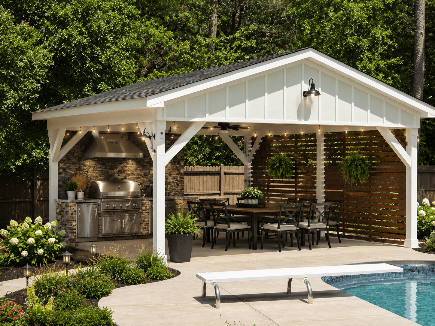 outdoor kitchen with roof