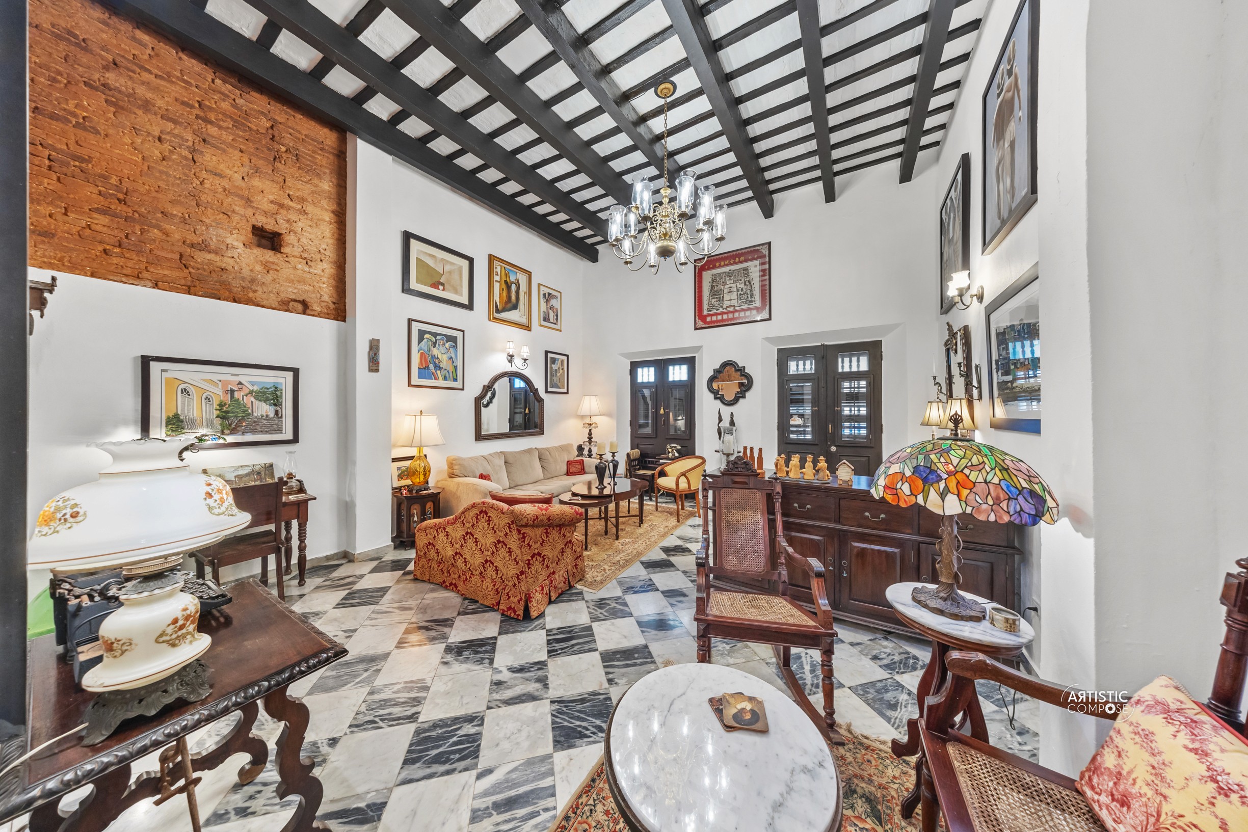 Shiba Inu dog jumping to catch falling autumn leaves