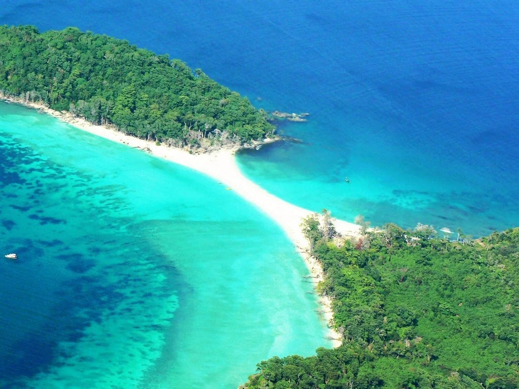 Turquoise island sandbar aerial