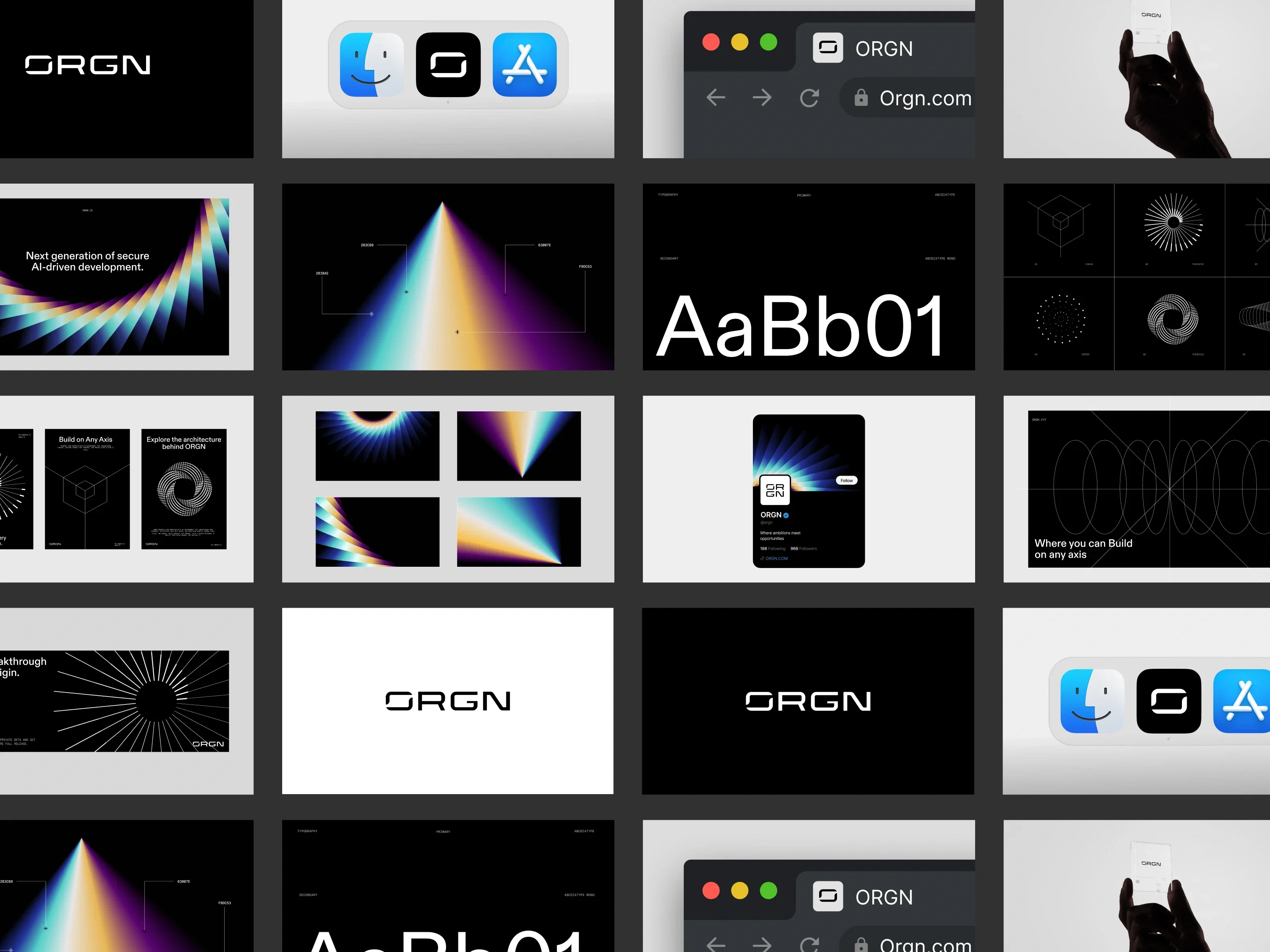Visual design exploration showing brand, color, and interface system