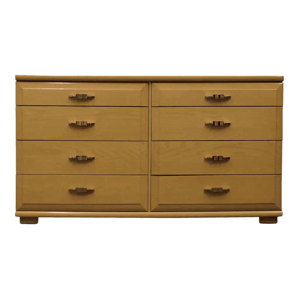 Product image for Mengel Furniture Bleached Oak Mid Century Modern Mcm 56" Double Dresser