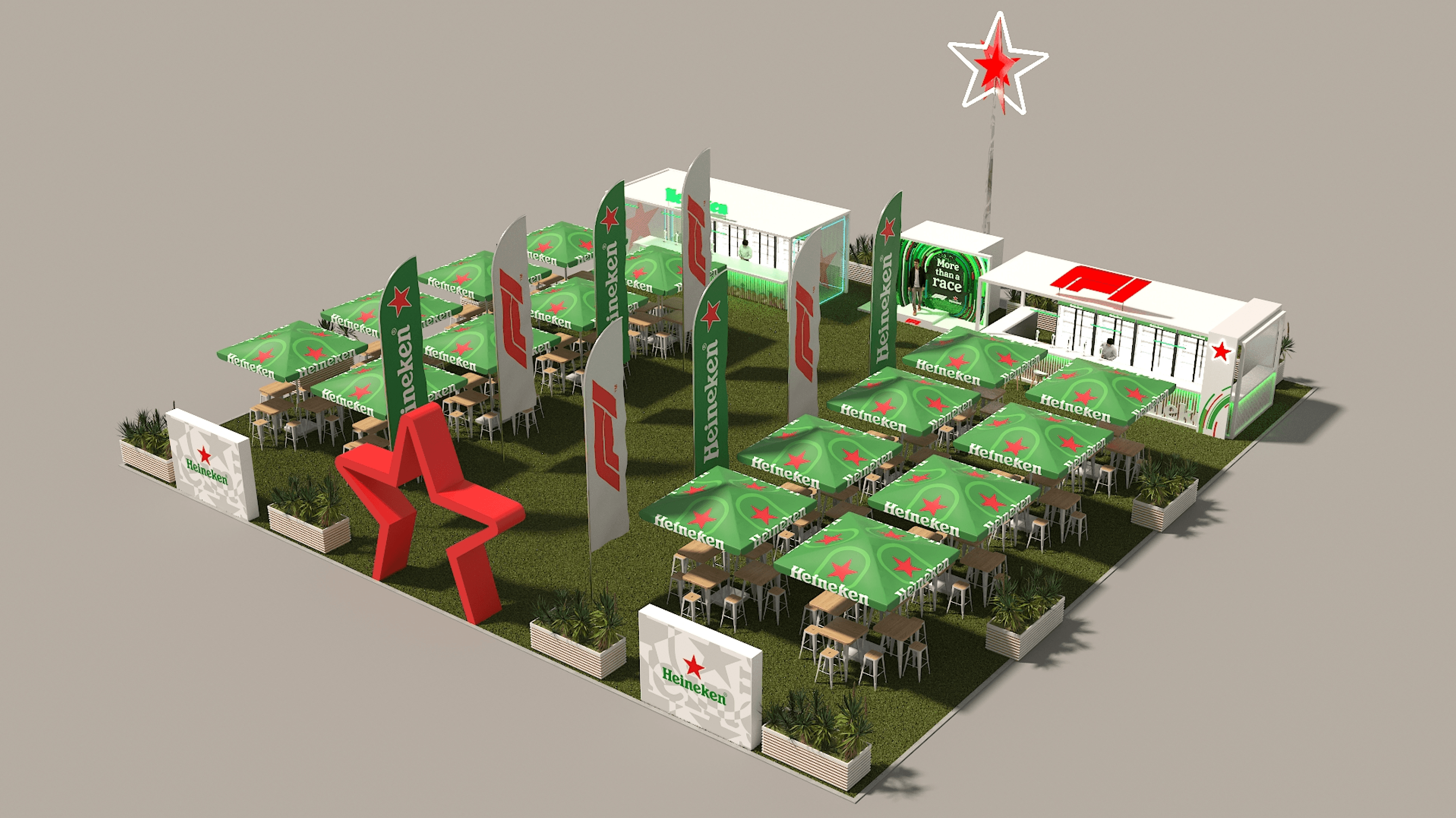Food court zone visual for Heineken offline event in the UAE, developed by our team