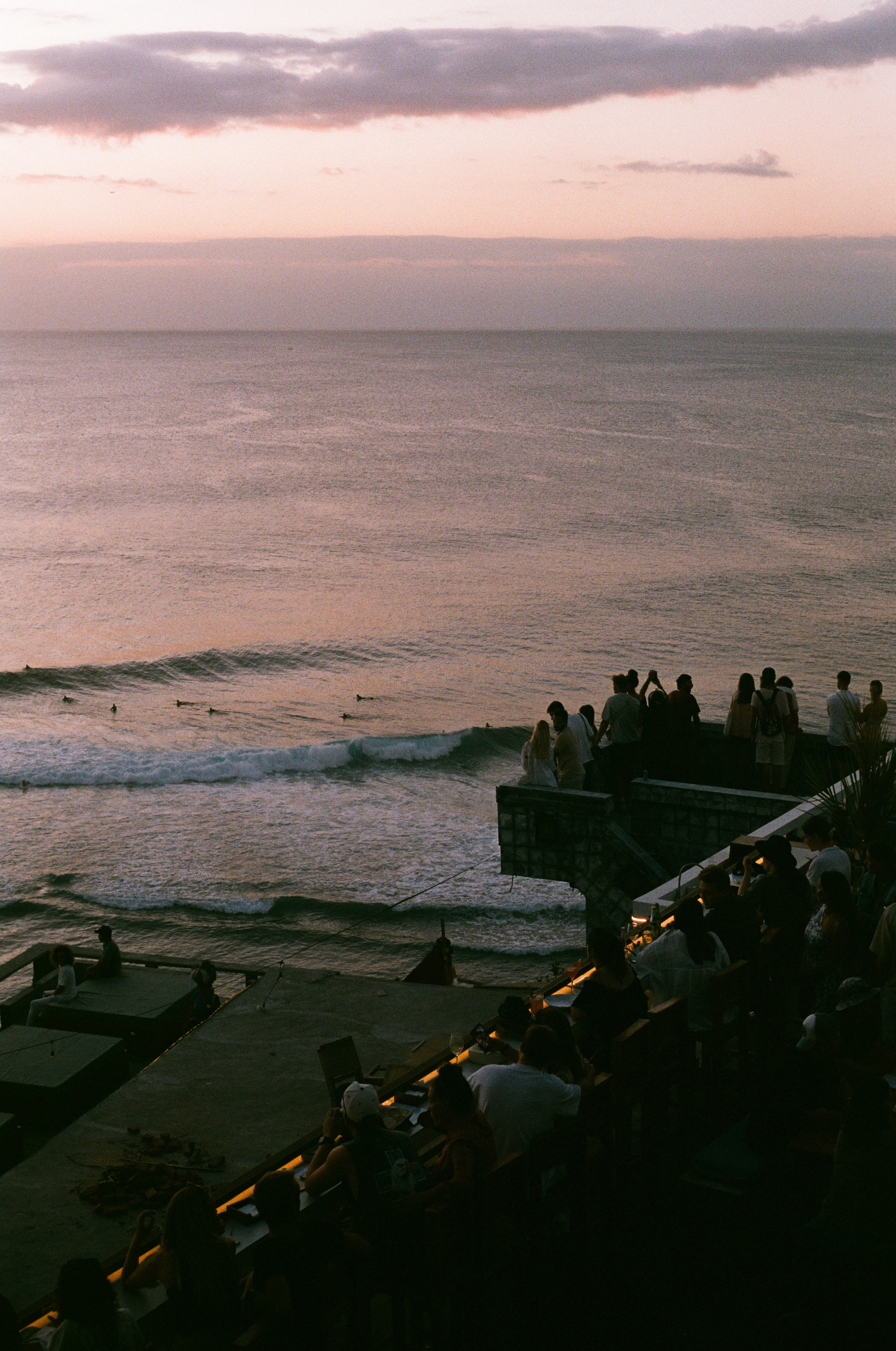 FIlm Photo of people watching sunset in Uluwatu Indonesia 