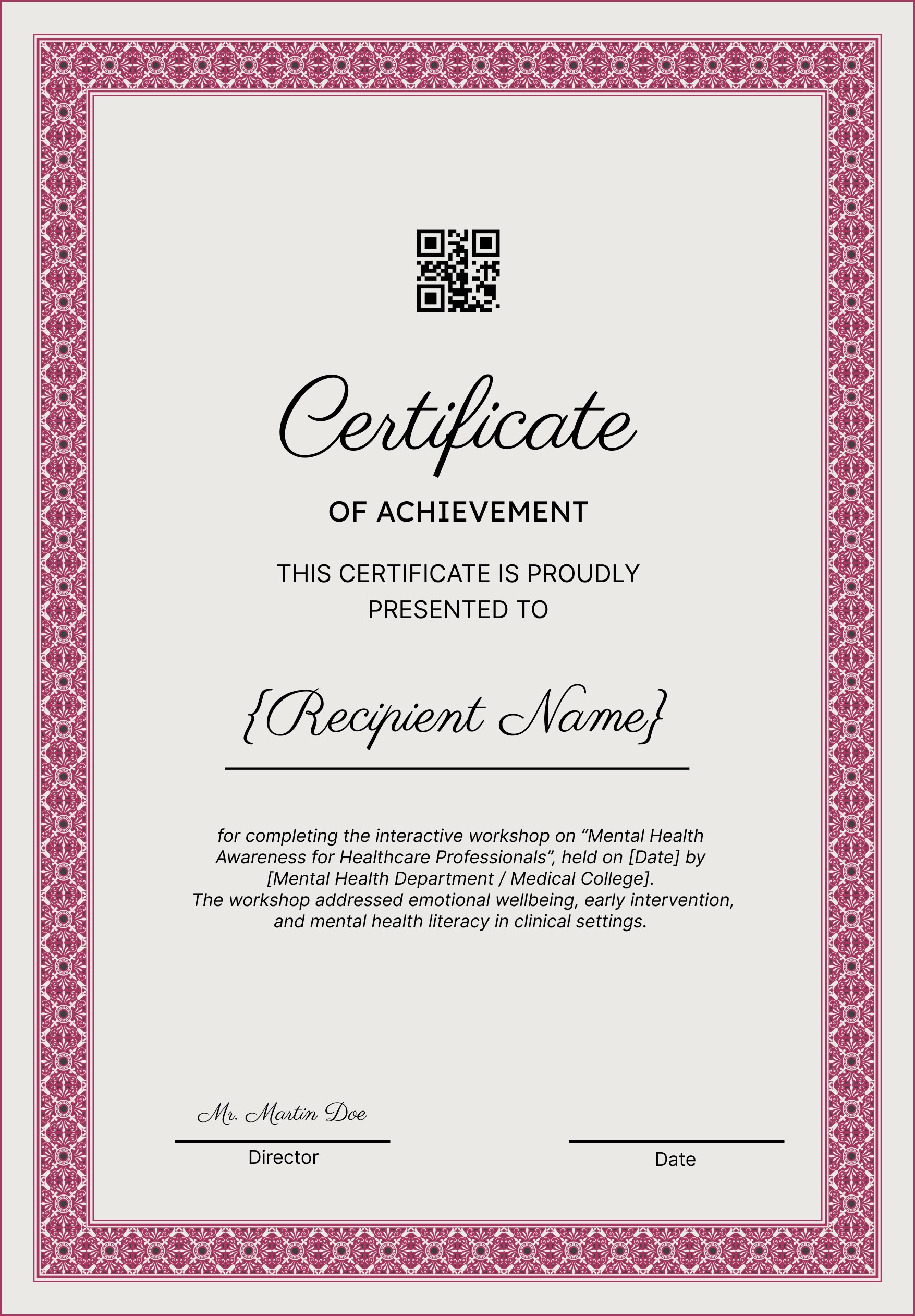 Wauld - Memorable professional Medical workshop certificate template