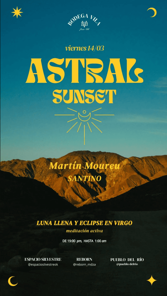 flyer de astral sunset bodega vila