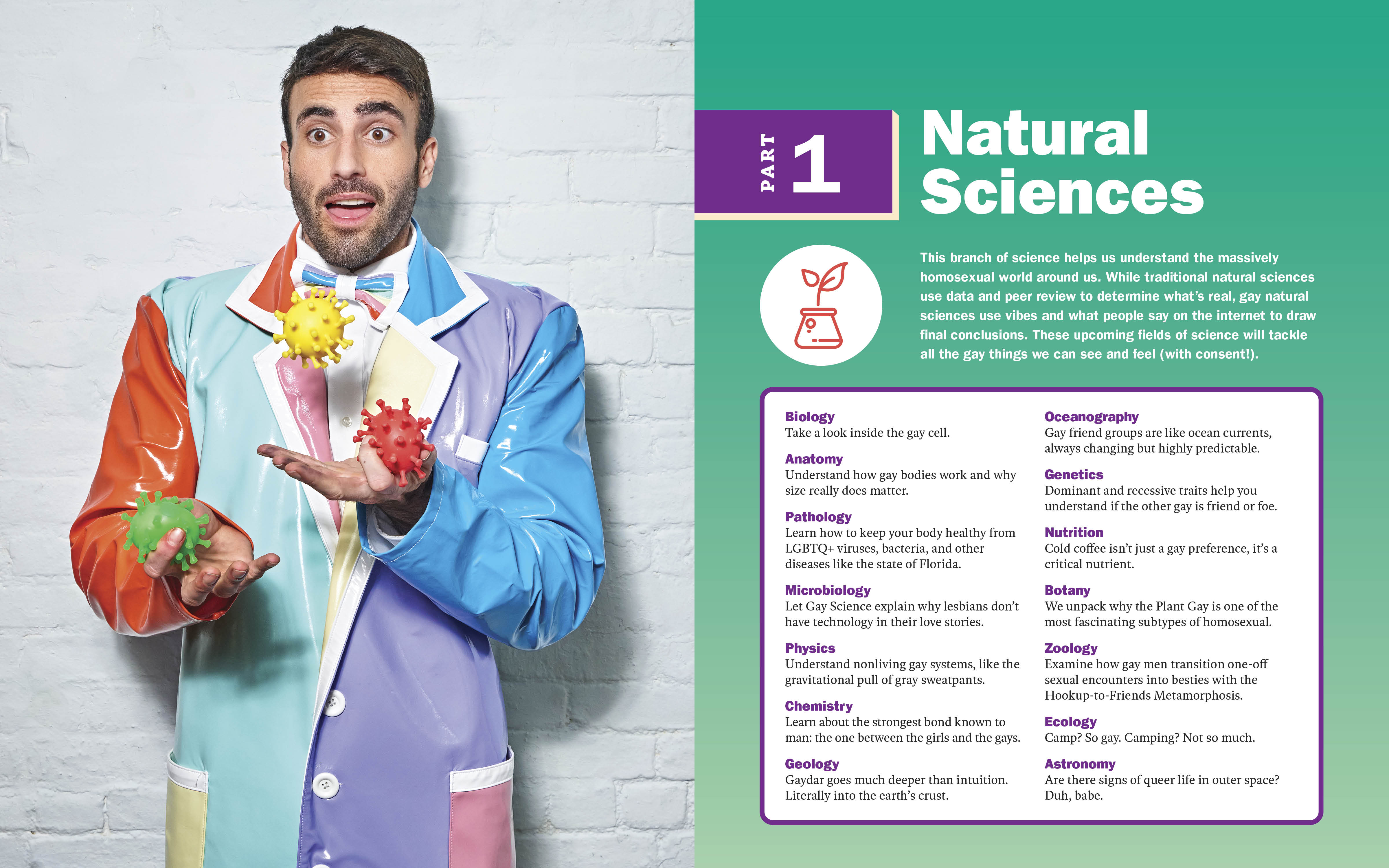 Gay Science natural sciences spread with Rob Anderson and molecular models