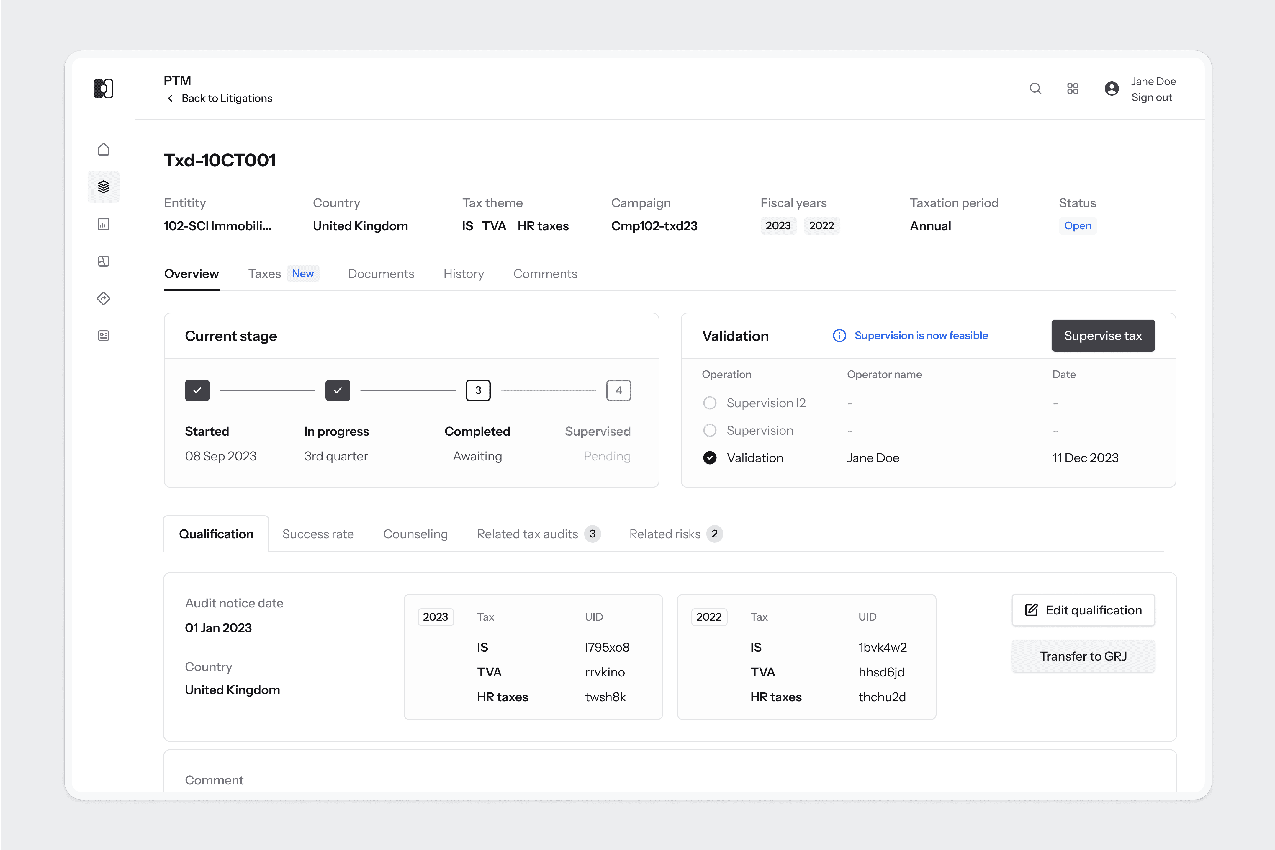 SG PTM Tax declared Dashboard
