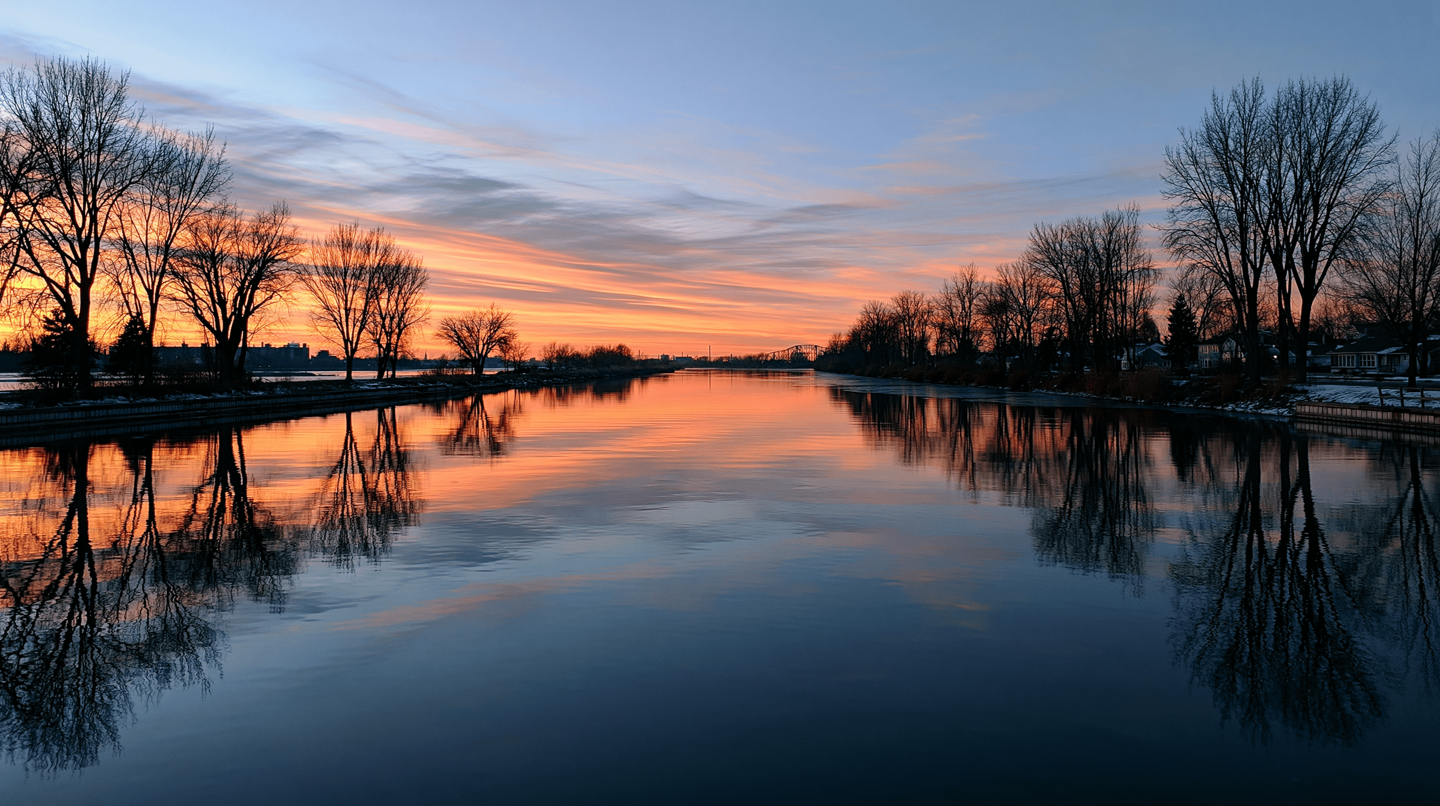 Trenton Channel between Grosse Ile and the Michigan shore at sunset