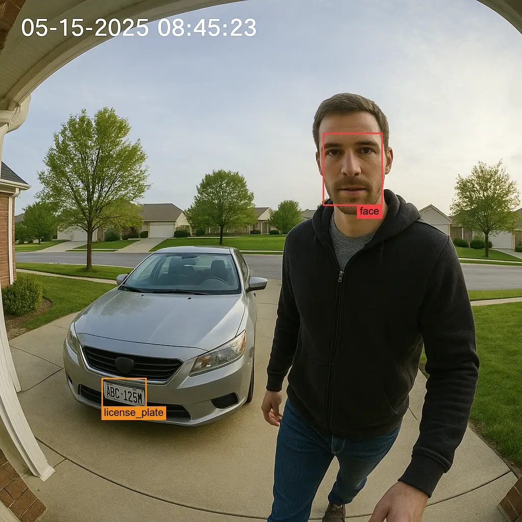 CCTV recognizing car plate and man