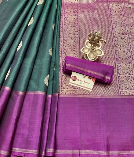 Dark Green and Magenta Kanchivaram Silk Saree