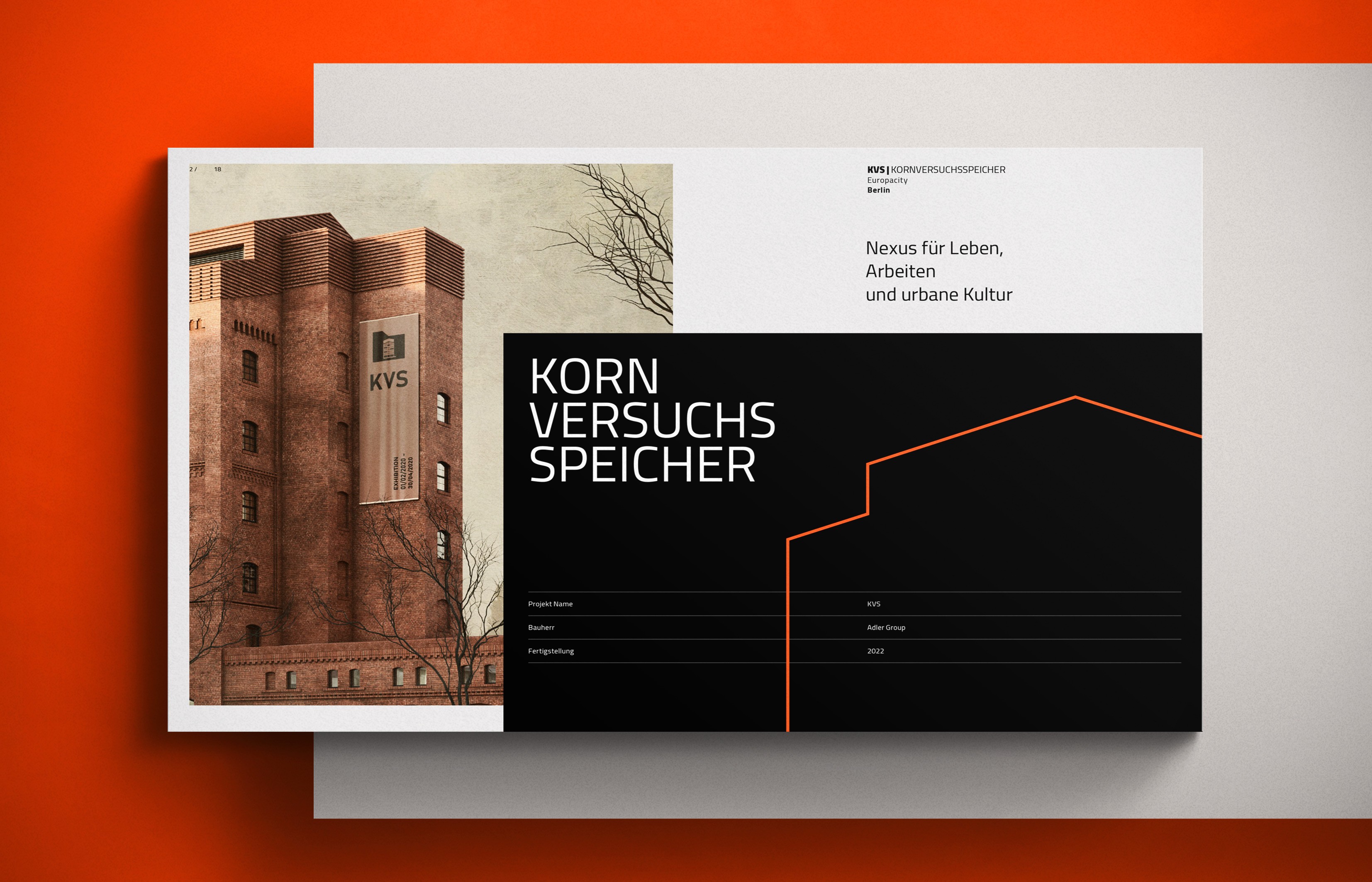 Broschüre für den KVS Kornspeicher – modernes Editorial Design mit klarer Typografie und markanter, zeitgemäßer Farbwelt
