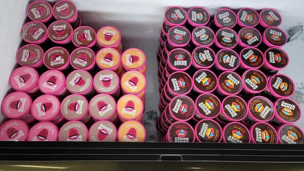 Sweet & Boozy ice cream in chest freezer