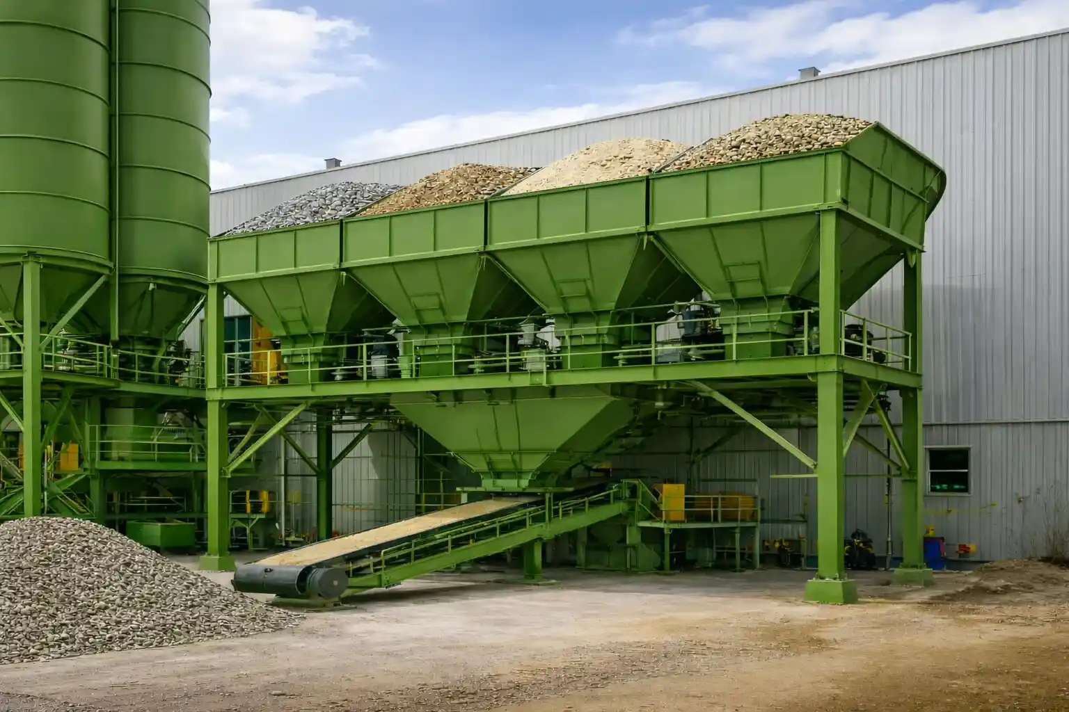 Precast concrete manufacturing equipment inside production facility