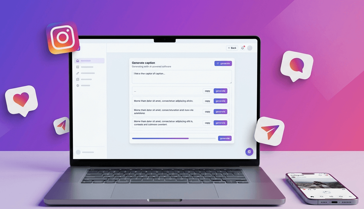 AI caption generator for Instagram example