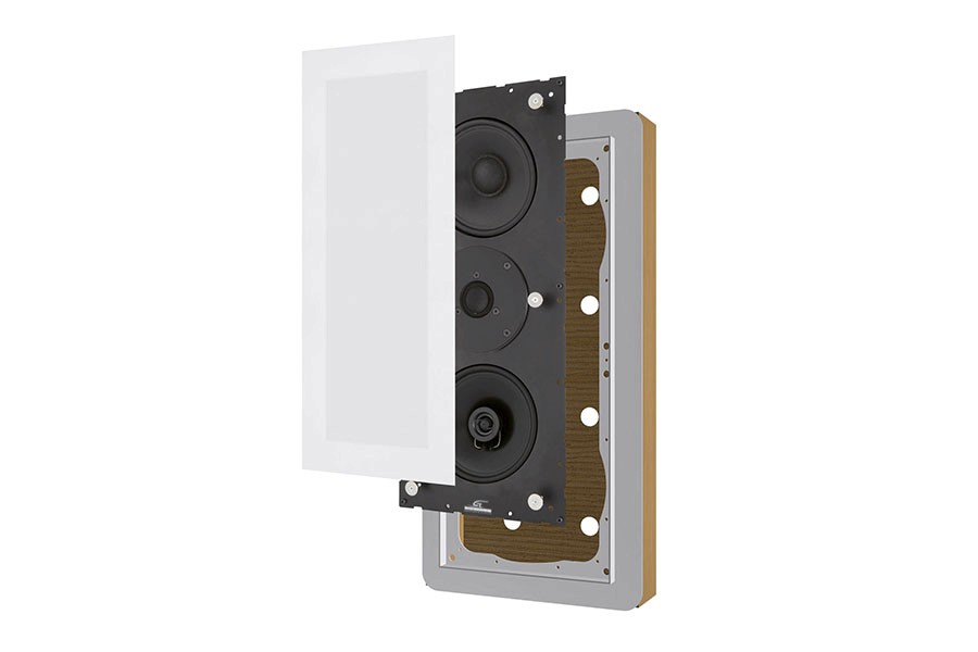 Black smart home device with screen showing time and temp
