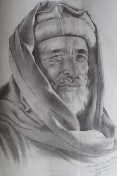 Drawing of The Old Warrior Afghanistan