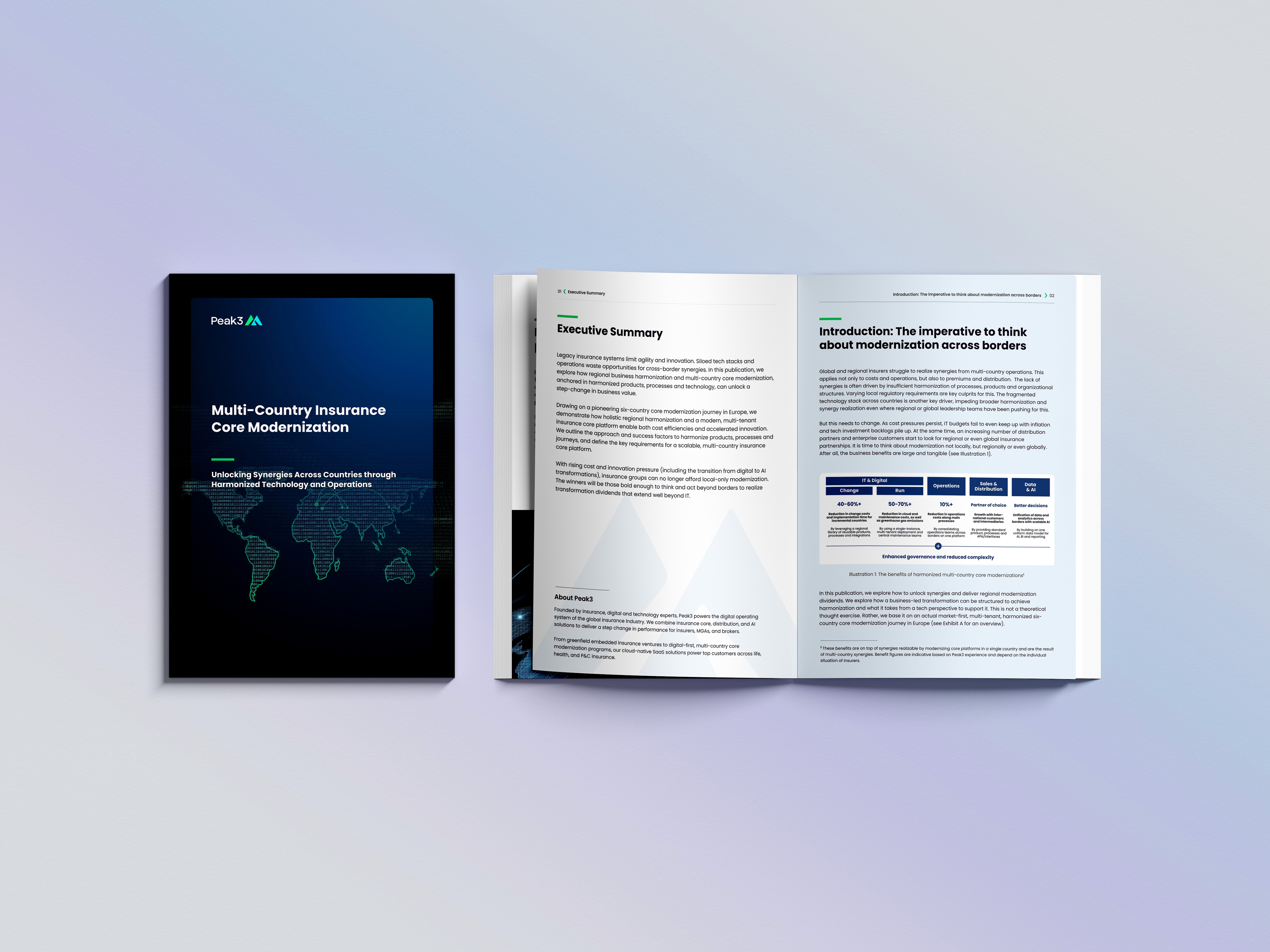 Whitepaper booklet with the title Key Levers for Sustainable insurance IT