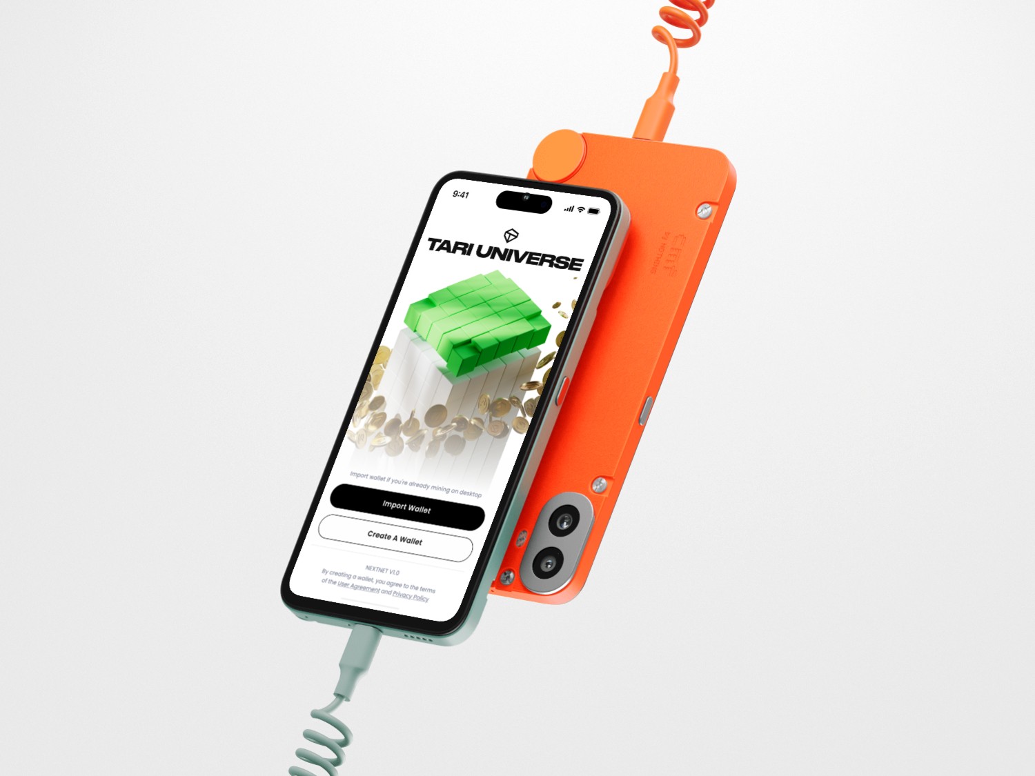 The landing page, where users can either create a new wallet or start the sync from their desktop app.