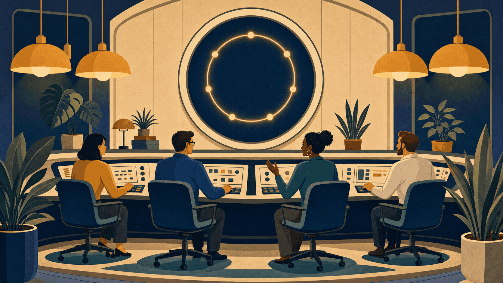 Illustration eines Operating Models für Customer Lifecycle Management im Banking mit Teams und Governance