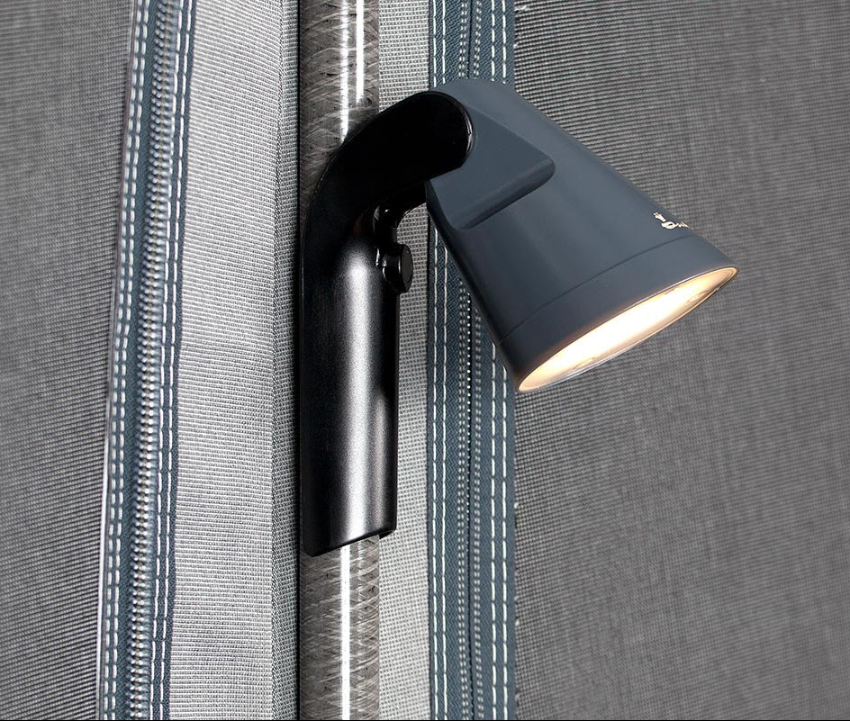 Pole mounted camping light.