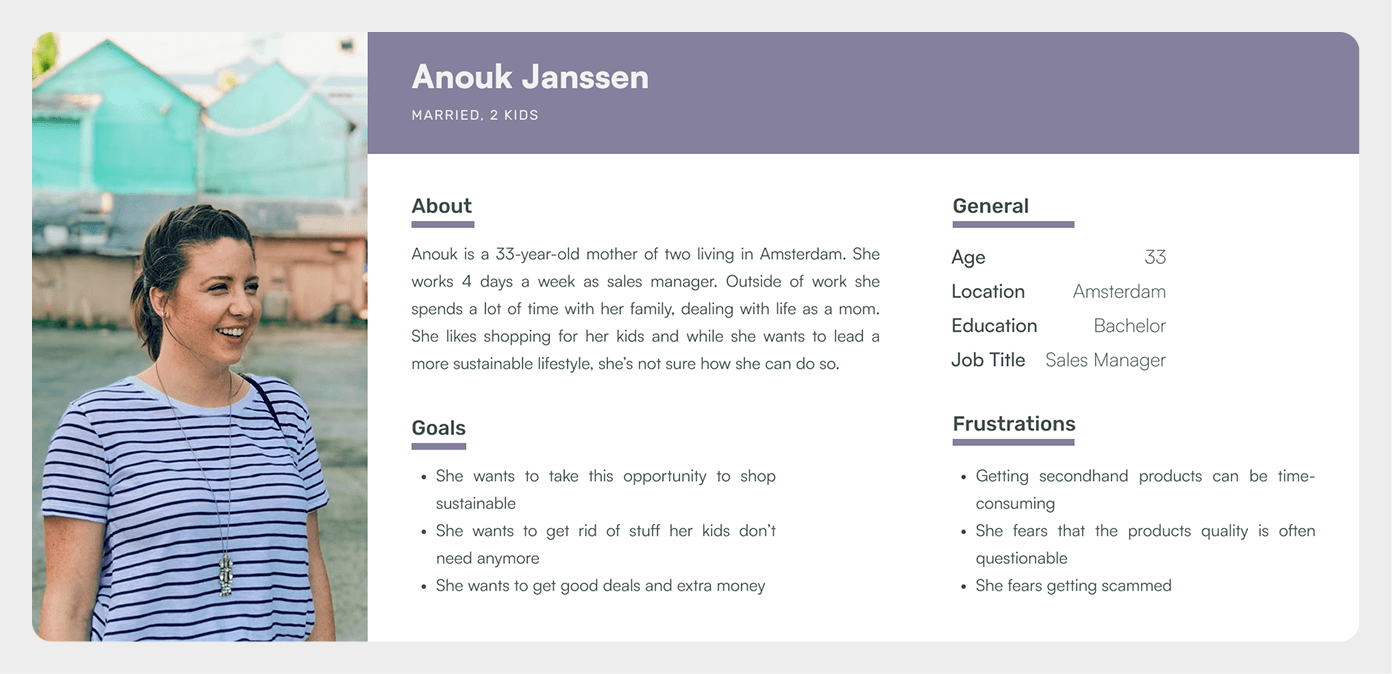 Anouk's user persona 