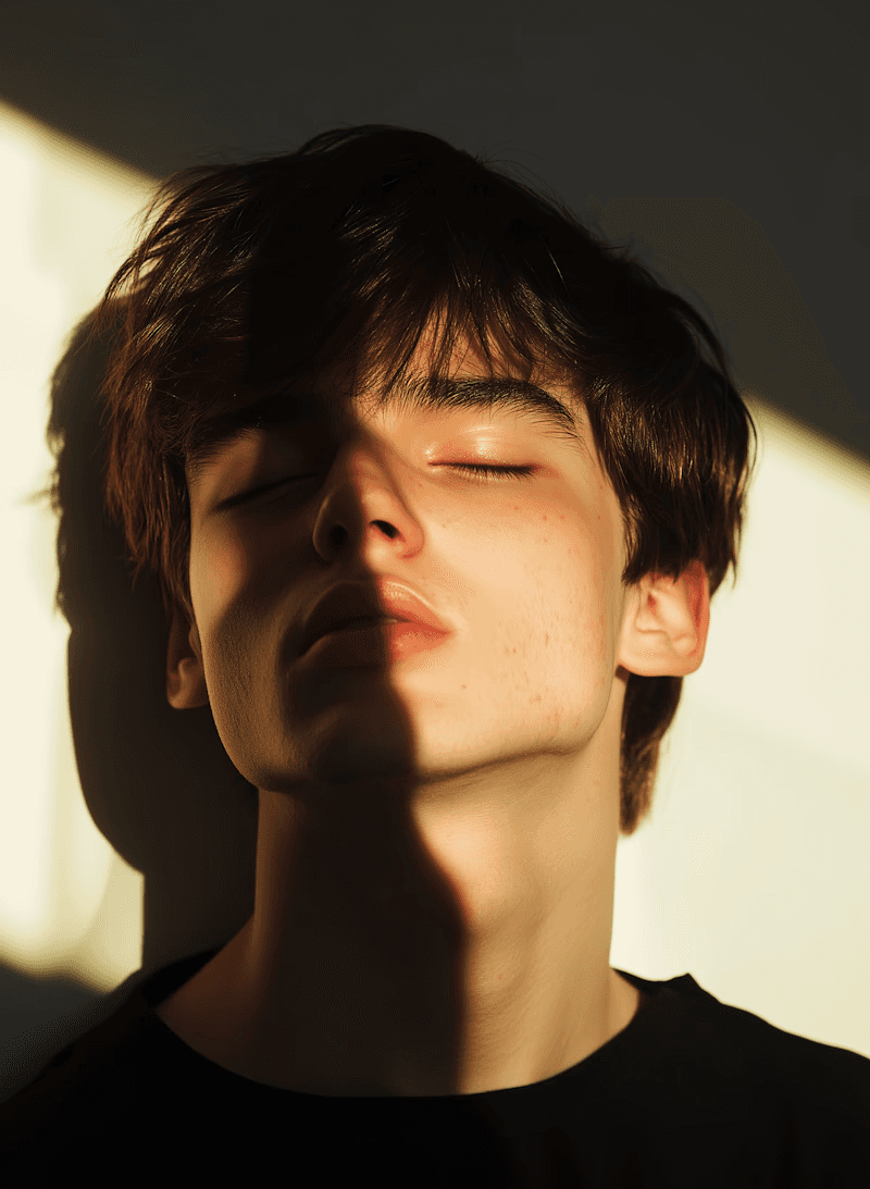 Young man unwinding in a peaceful natural setting