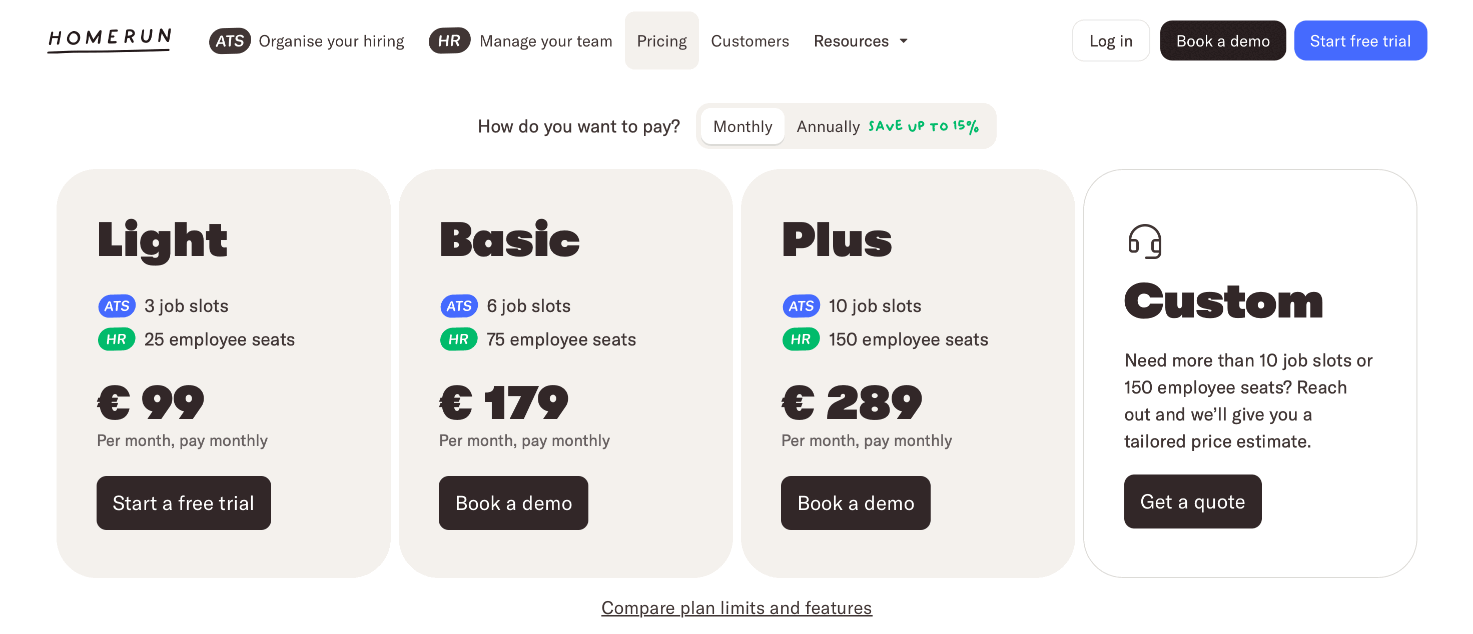 Homerun ats pricing