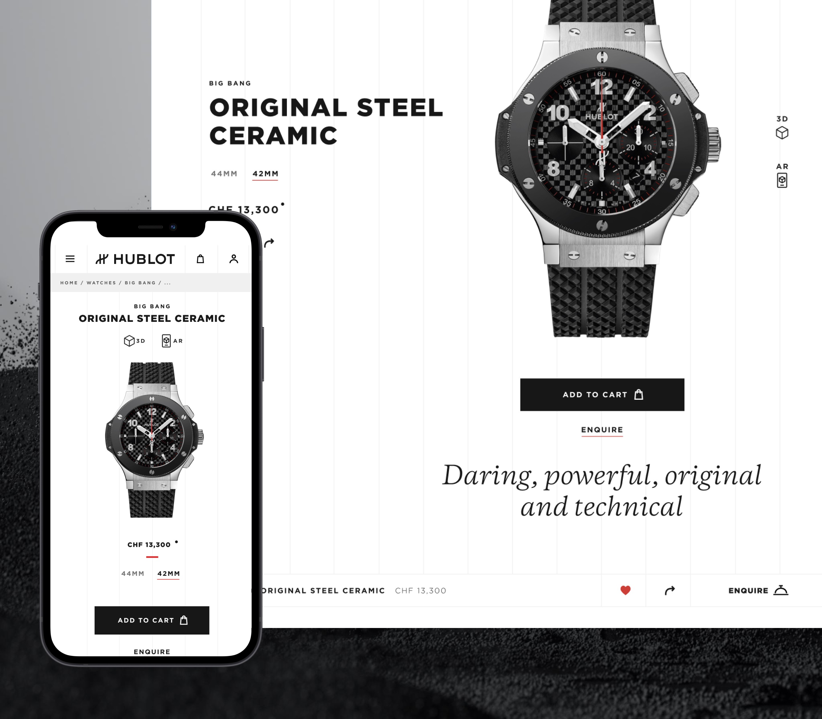 Picture of Hublot website on desktop and mobile