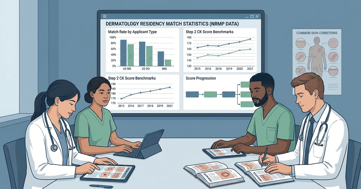 Cover: Dermatology Residency Match Rate 2026: NRMP Data, Step 2 CK Score Benchmarks & How IMGs Can Compete