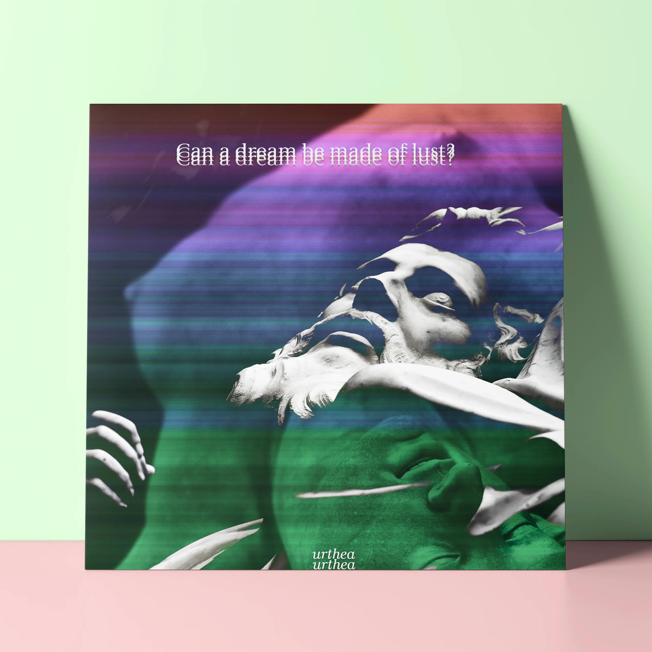 Design de vinyle de musique LP psychédelique mêlant graphisme surréaliste et photographie esthétique