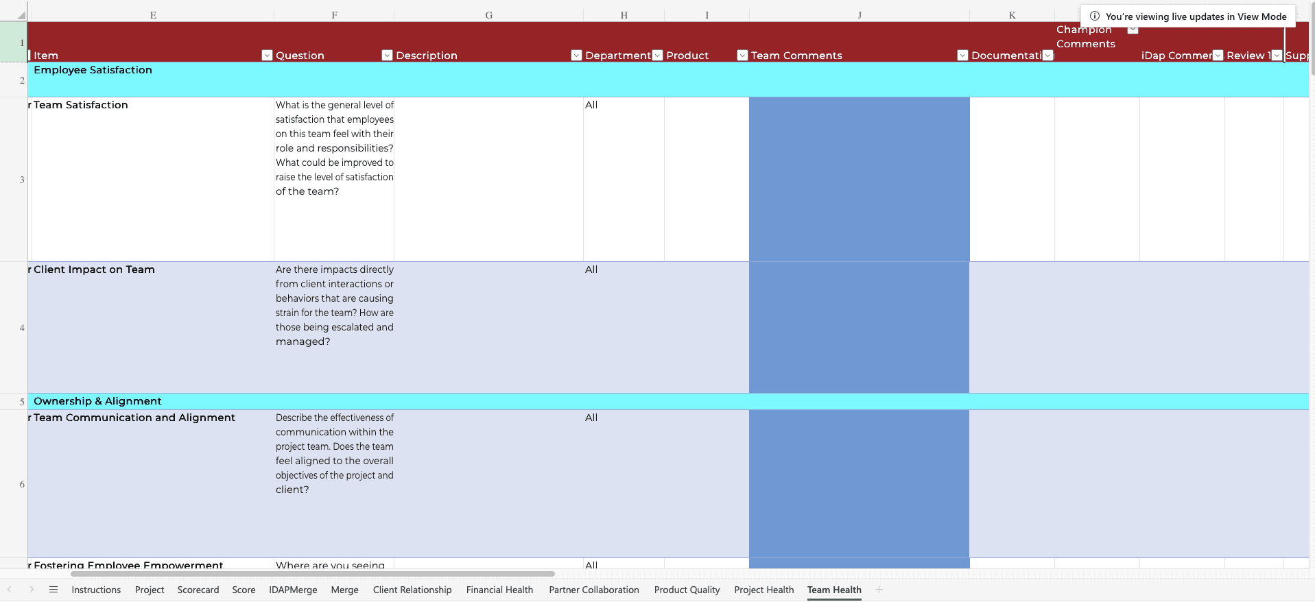 Original Excel process