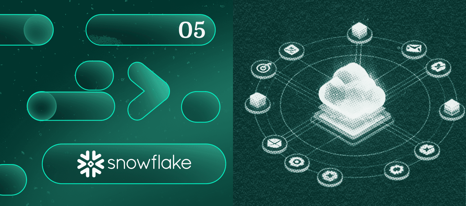 Abstract illustration of a hand managing data on a mobile device, with heart and lung icons representing healthcare marketing automation.
