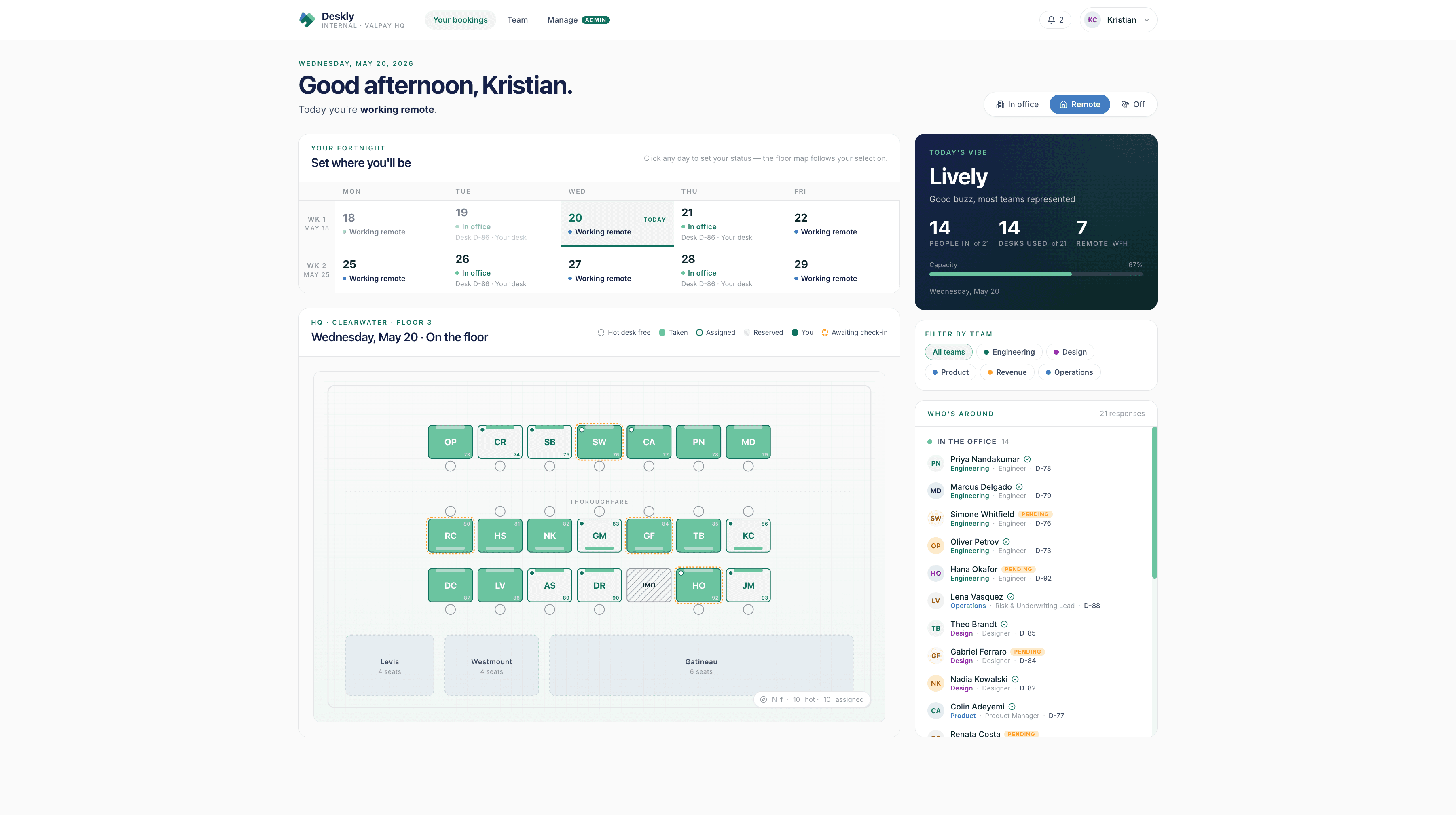 Deskly: hot-desk booking