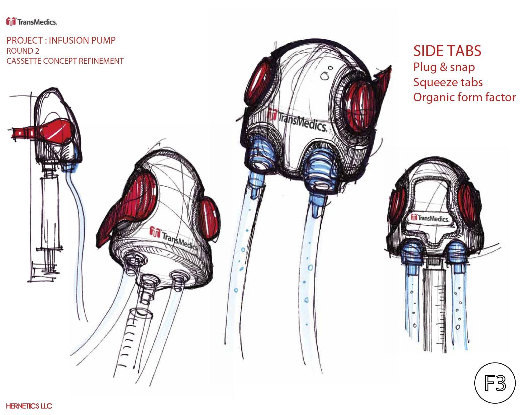 TransMedics OCS side tabs concept sketch, concept F3