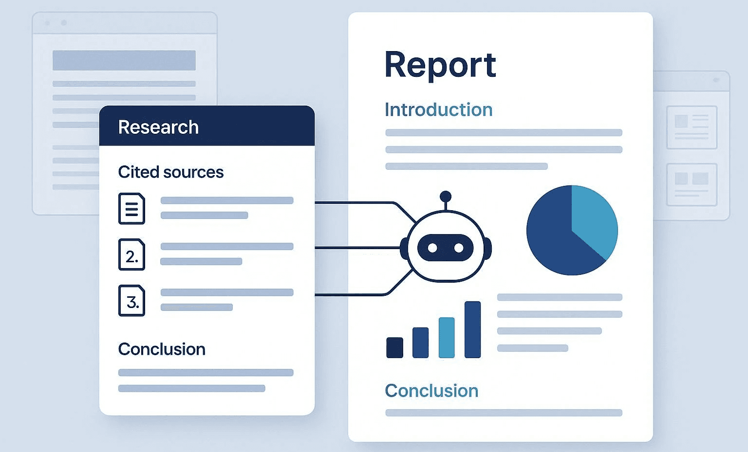 AI-powered robot generating research reports - Best AI for Report Writing