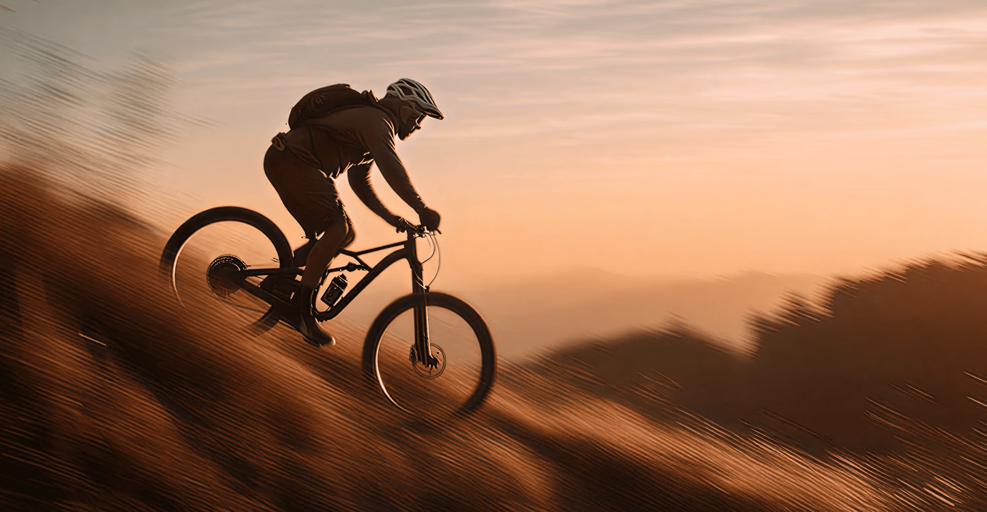 Male person riding the bicycle on the offroad