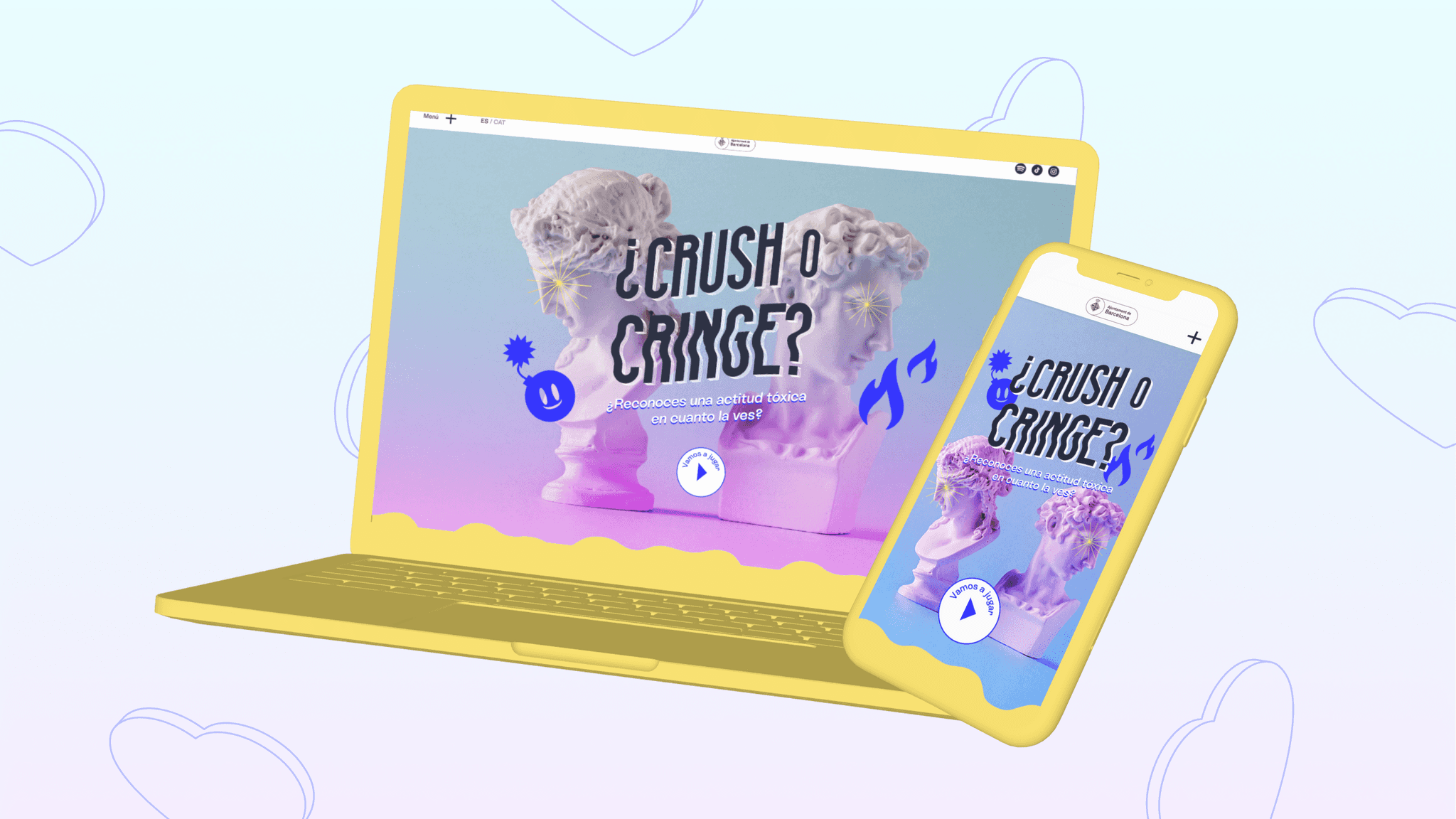 crush or cringe project mockups, mobile and desktop