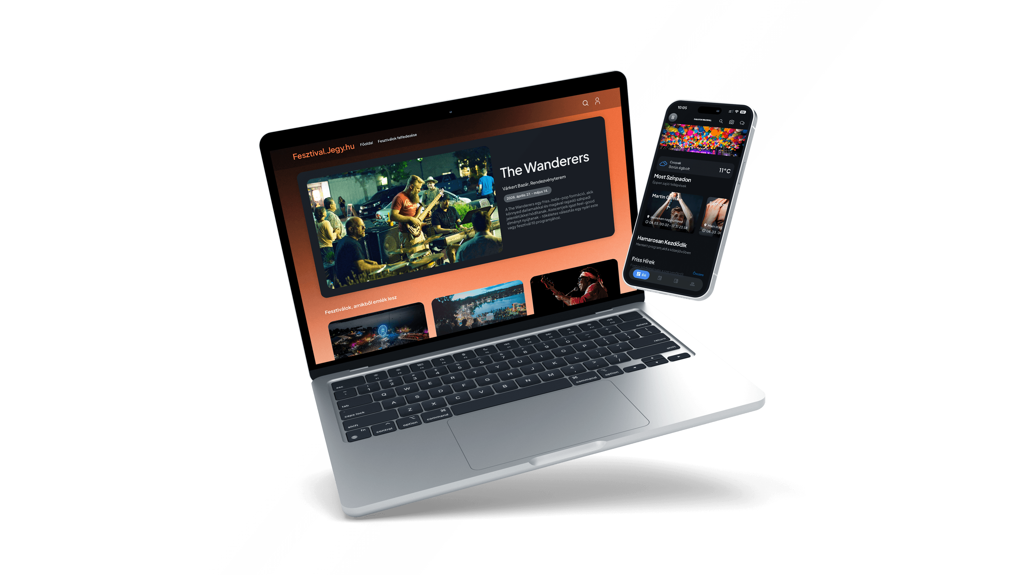 Fesztival.jegy.hu weboldal és fesztivál demo app mockup