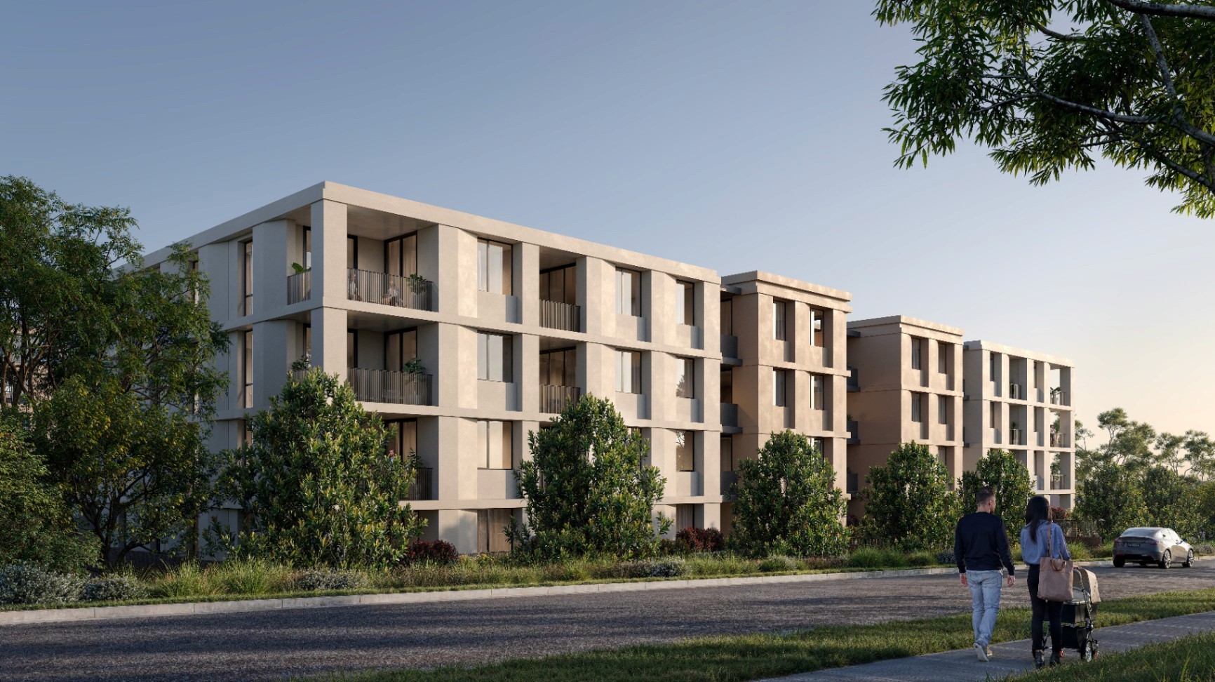Blossom Carlingford low-rise apartments in a peaceful park-front setting, ideal for families using Coposit to buy with $10K upfront