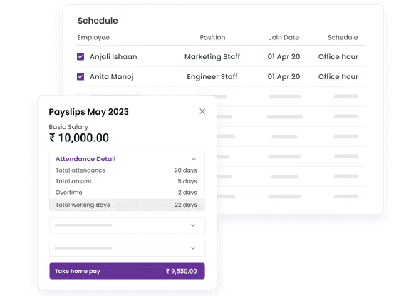 open money attendance and leave management dashboard