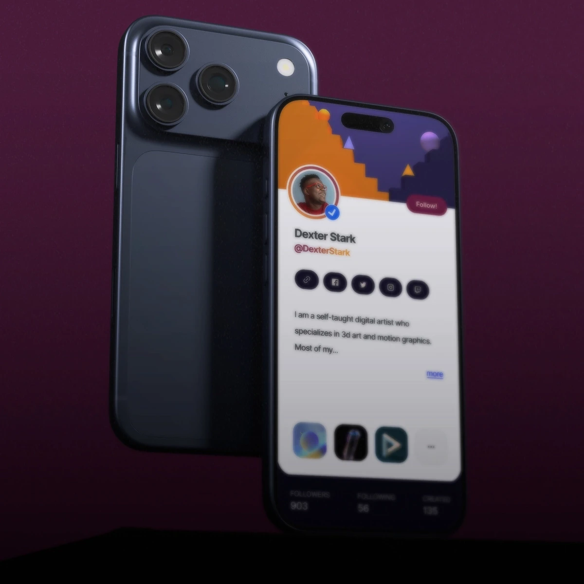 An iPhone screen mockup of an app prototype