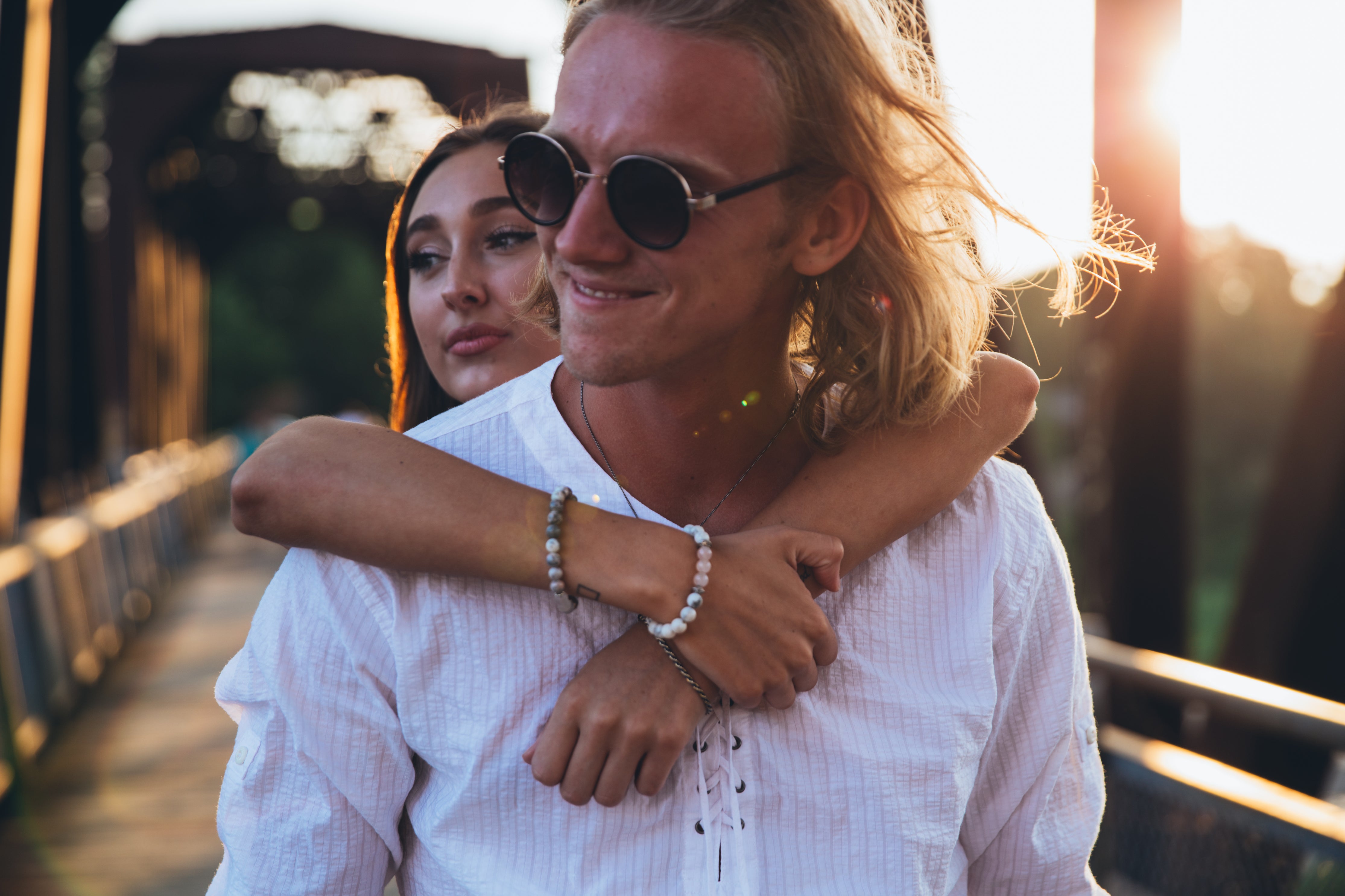 Couple in love at sunset