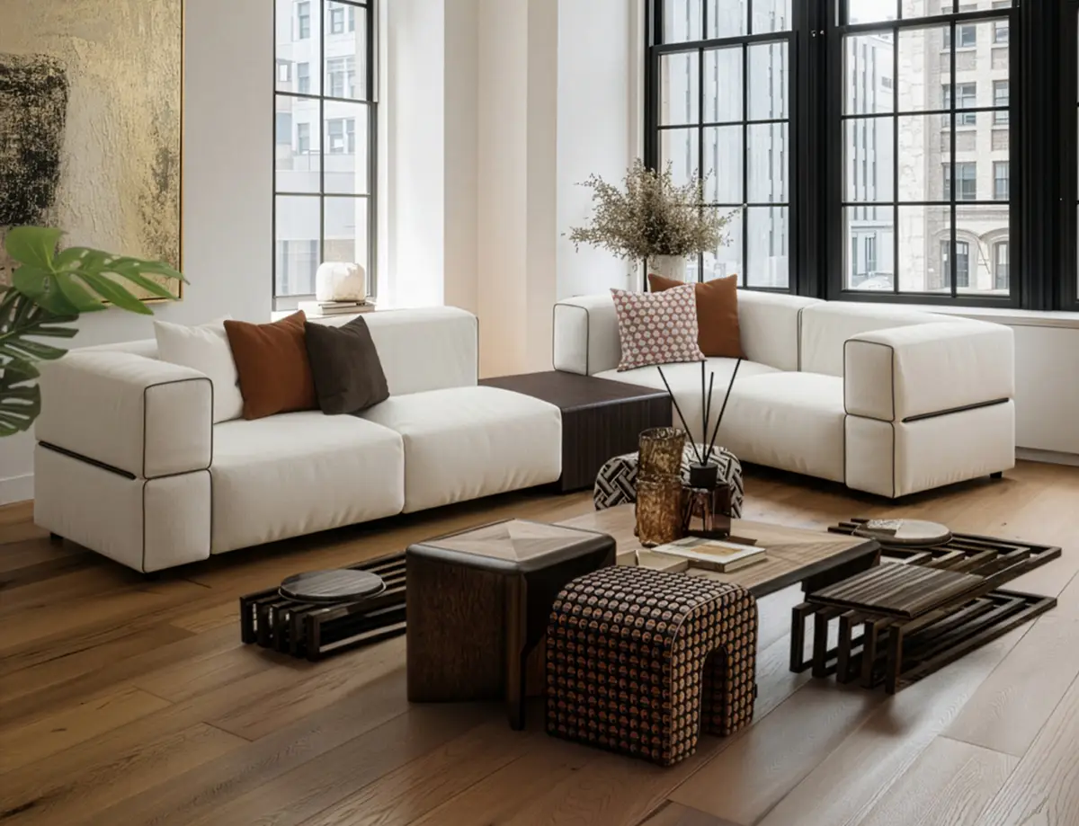 Contemporary Lugano dining room featuring modern luxury furniture by the Italian handmade luxury furniture brand Rivatelier.