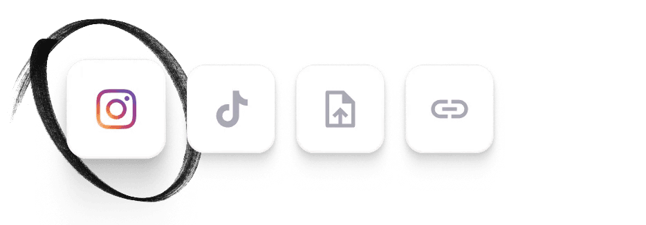 Examples of project types you can showcase on your website made with Copyfolio, such as uploading PDFs or videos, adding links, or embedding Instagram and TikTok feeds.
