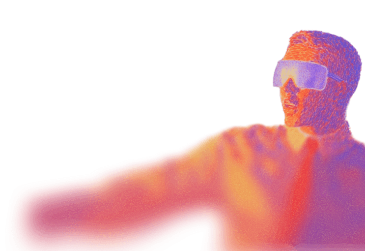 Abstract illustration of a man in a shirt, tie and sunglasses, in warm colors