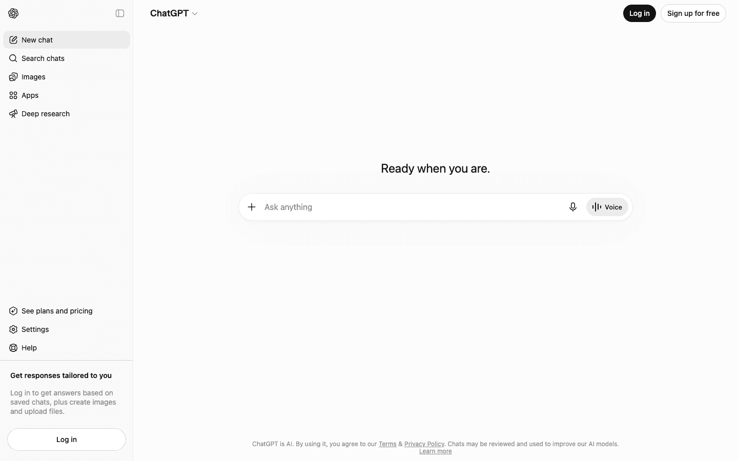 ChatGPT interface