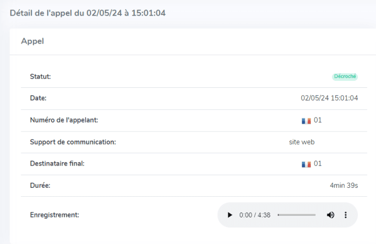Actions sur enregistrements